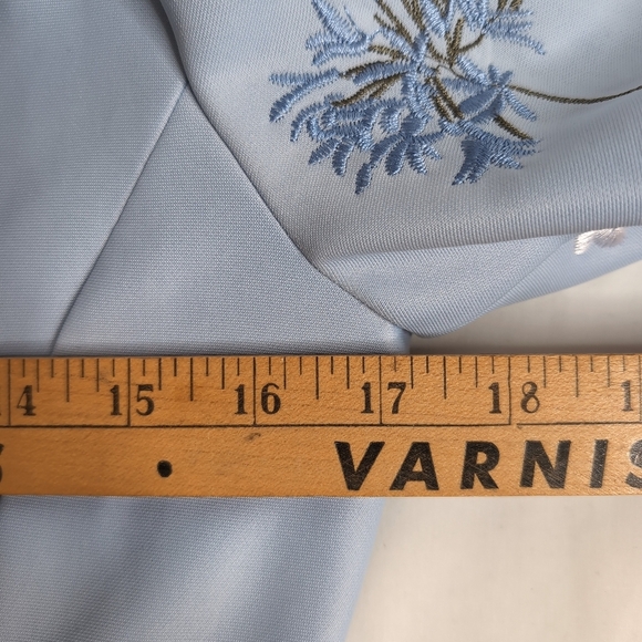 NWOT Guillaume Baby Blue Belted Jacket with Floral Embroidery, Size XS - Picture 6 of 8